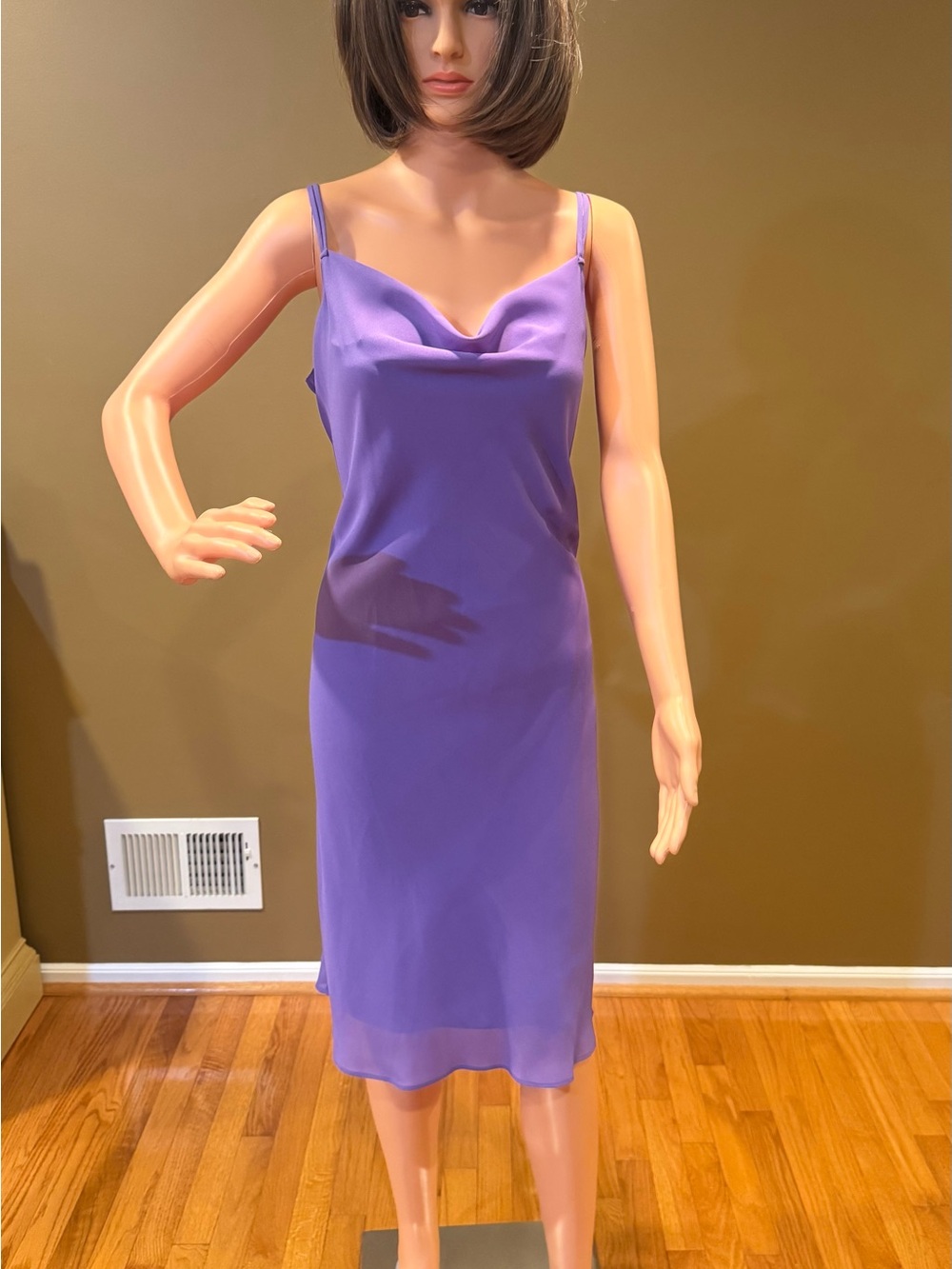 Cowl Neck Purple Slip Dress with Adjustable Straps
